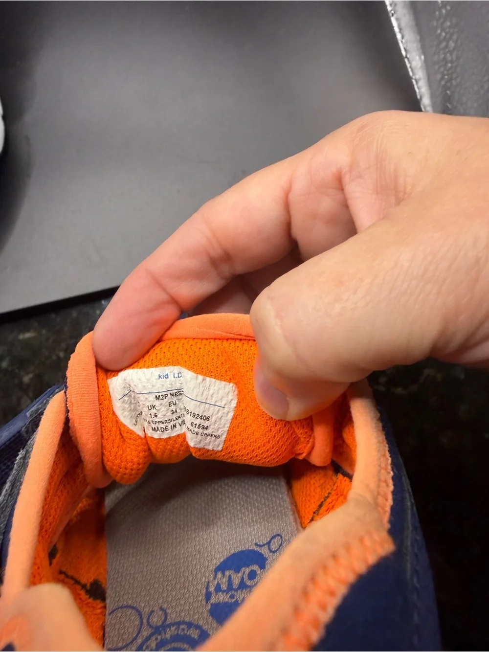 Kids Navy and Orange Hook-and-Loop Sneakers — Lightweight Active Shoes